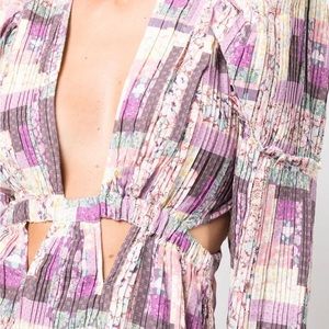 Sea NY NAYA patchwork long sleeve cut out dress